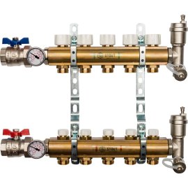 Распределительный коллектор из латуни без расходомеров STOUT 5 выходов
