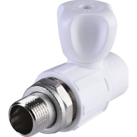 Кран шаровой для радиатора Политэк 20х1/2 прямой для полипропиленовых труб под сварку (цвет белый), 9910012012