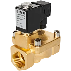 Клапан соленоидный (электромагнитный) STOUT непрямого (пилотного) действия НЗ 220В G1 SSV-0030-220025