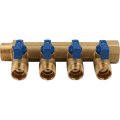 Коллектор распределительный TIEMME с шаровыми кранами на 4 выхода 3/4х1/2