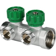 Коллектор распределительный FAR 1 , проходной, хромированный, 2 отвода 3/4  ЕК