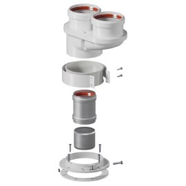 Адаптер моноблочный универсальный традиционный ROMMER переход на двухтрубную систему D80/80 (Литой) (кроме Immergas и Navien Deluxe 75/100)