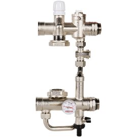 Насосно-смесительный узел ROMMER RDG-0120-008100 проходной с термоголовкой и перепускным клапаном, без насоса, RDG-0120-008100