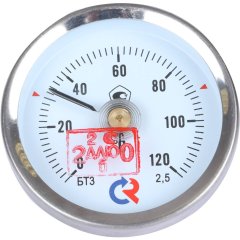 Термометр биметаллический накладной РОСМА 63 мм с пружиной 120 градусов БТ-30.010