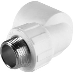 Угольник Политэк 32x3/4 с наружной резьбой для полипропиленовых труб под сварку (цвет белый)