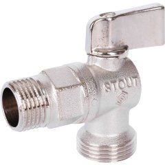 Кран шаровой STOUT угловой для бытовой техники 1/2 х 3/4, SVB-0059-001234