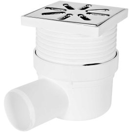 Трап регулируемый, боковой Sinikon металлическая решетка, 100*100 (Белый) D50, 10.В.050.R.M.B