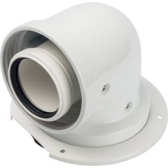 *SCA-8610-240090 STOUT Элемент дымохода конденсац. адаптер 90° DN60/100 м/п PP-AL с фланцем (совместим. с Bosch)