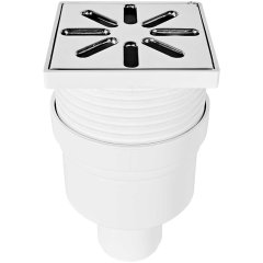 Трап регулируемый, прямой Sinikon металлическая решетка, 100*100 (Белый) D 50