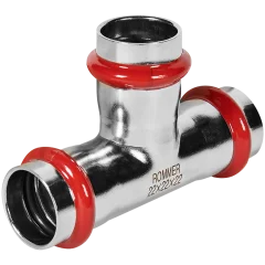 Тройник ROMMER равнопроходной 22 из нержавеющей стали прессовой