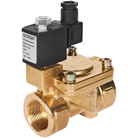 Клапан соленоидный (электромагнитный) STOUT непрямого (пилотного) действия НО 24В G1 1/4 SSV-0040-024032