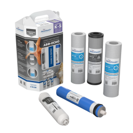 Комплект Картриджей К-5 АКВАБРАЙТ c мембраной VONTRON для очистки воды (для серии АБФ-ОСМО-5)