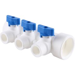 Коллектор с запорными кранами для полипропиленовых труб Kalde (3 выхода)