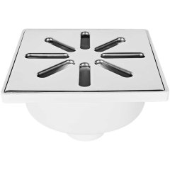 Трап нерегулируемый, прямой Sinikon металлическая решетка 150*150 (Белый) D50, 15.D.050.N.М.B