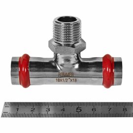 Тройник-Переходник ROMMER ВПр-НР, 18х1/2, из нержавеющей стали прессовой, RSS-1016-001812