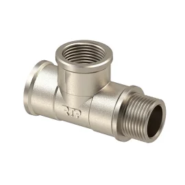 Тройник, латунь, внутренняя/внутренняя/наружная резьба  1/2, еврослот, никель, RTP