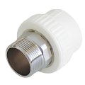 Муфта комбинированная Kalde 25x3/4 с наружной резьбой с выпуском для полипропиленовых труб под сварку (цвет белый), 3222-nmo-250c01