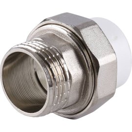 Муфта разъемная Kalde с наружной резьбой 25x1 для полипропиленовых труб под сварку (цвет белый), 3252-tum-251000