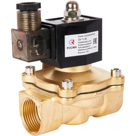 Клапан электромагнитный (соленоидный) двухходовой РОСМА СК-11-25 G1, НЗ, 220В, прямого действия, корпус - латунь, уплотнение - NBR, 00000011327