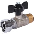 Кран шаровой STOUT 1/2x1/2 с накидной гайкой, НР/накидная гайка, ручка бабочка