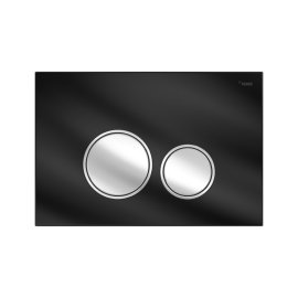 Панель смыва РЕХАУ NOVA ORB GLASS с круглыми клавишами, закаленное стекло, черный, клавиши и их контур хром, глянцевый, 19102911001