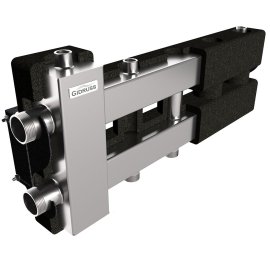 Балансировочный коллектор GIDRUSS BMSS-80-3D.EPP (до 80 кВт, подкл. котла G 1, 2 контура G 1, боковой контур G 1, зеркально-матовая полировка, 4D-кронштейны K.UMS, EPP-термоизоляция)