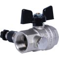 Кран шаровой BUGATTI Oregon с дренажем и воздухоотводчиком, (ручка бабочка) внут-внут резьба 3/4