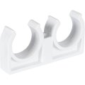 Двойное крепление Политэк d=25 для полипропиленовых труб под сварку (цвет белый), 9000020025