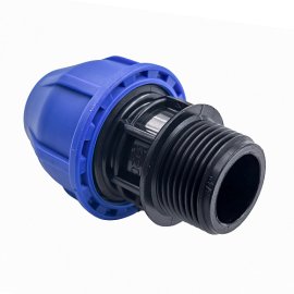 Муфта компрессионная, полипропилен наружная резьба 20х 3/4, для полиэтиленовых труб, РТП