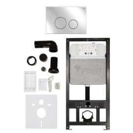 Комплект инсталляции РЕХАУ NOVAFLOW с панелью смыва NOVA ORB 001 с круглыми клавишами, пластик, хром, глянцевый, 19101061001