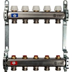 Коллектор из нержавеющей стали без расходомеров STOUT 5 выходов