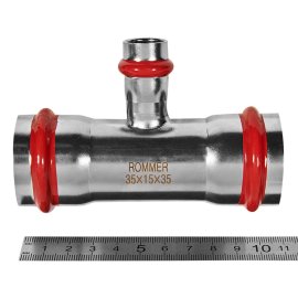 Тройник ROMMER переходной ВПр, 35х15х35, из нержавеющей стали прессовой, RSS-1014-351535