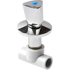 Клапан Pro Aqua d= 20 PP-R (вентиль) трилистник с хромированной рукояткой Белый, PA43508