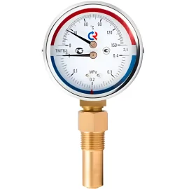 Термоманометр РОСМА 80 мм 120 градусов 1/2 длина клапана 46 мм давление 0.6 MPa радиальное присоединение ТМТБ-31Р.1