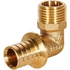 Угольник-переходник с наружной резьбой ROMMER 20xG 1/2 для труб из сшитого полиэтилена аксиальный