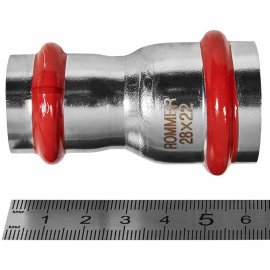Муфта ROMMER переходная ВПр, 28х22, из нержавеющей стали прессовой, RSS-1018-002822