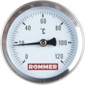 Термометр биметаллический ROMMER 63 мм 120 градусов с погружной гильзой 75 мм 1/2
