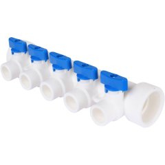 Коллектор с запорными кранами для полипропиленовых труб Kalde (5 выходов)