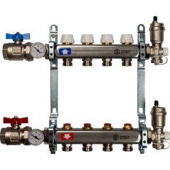 Коллектор из нержавеющей стали в сборе без расходомеров STOUT 4 выхода