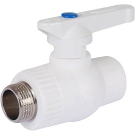 Кран шаровой Kalde комбинированный (наруж. резьба, 25х3/4 ) для полипропиленовых труб под сварку (цвет белый), 3242-vlb-250c05