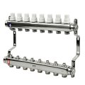 Коллекторная группа с ручными регулирующими клапанами и кронштейном (евроконус 3/4) нержавеющая сталь SUS 304 1х8 выходов, RTP