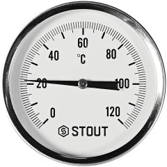 SIM-1001-805015 STOUT Термометр биметаллический осевой с погружной гильзой. Корпус Dn 80 мм, гильза 50 мм 1/2 , 0...120°С