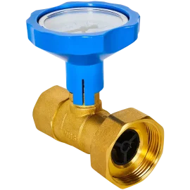 Клапан запорный латунный ROMMER ВР 1 с НГ для подключения насоса ВР 1 1/2 и обратным клапаном, синяя ручка RBV-0020-0101112
