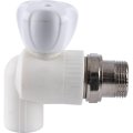 Кран шаровой Kalde разборный угловой с накидной гайкой 20x3/4 для полипропиленовых труб под сварку (цвет белый), 3242-vre-200c00