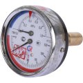 Термоманометр РОСМА 80 мм 120 градусов 1/2 длина клапана 46 мм давление 1 MPa осевое присоединение ТМТБ-31T.1