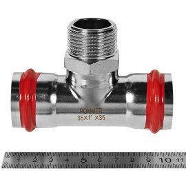 Тройник-Переходник ROMMER ВПр-НР, 35х1, из нержавеющей стали прессовой, RSS-1016-000351
