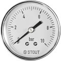 Манометр аксиальный STOUT корпус Dn 50 мм 1/4 , 0...10 бар, кл.2.5