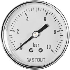 Манометр аксиальный STOUT корпус Dn 50 мм 1/4 , 0...10 бар, кл.2.5