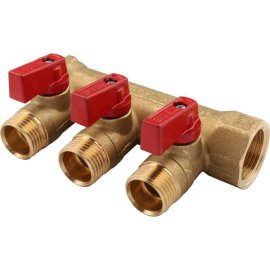 Коллектор распределительный с шаровыми кранами на 3 выхода TIEMME 3/4х1/2