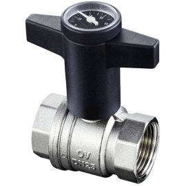 Кран шаровой OVENTROP Optibal с термометром с маховиком, с обеих сторон ВР 1, 1078008